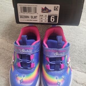 Skechers Kids Unicorn Chaser Blue Pink Shoes